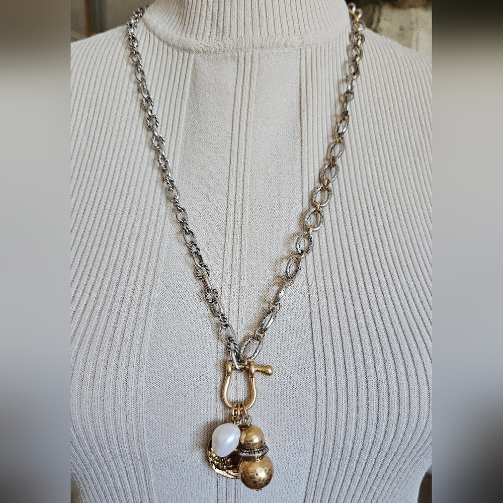Zara Charm Necklace. Gold And Silver Charm Necklace.